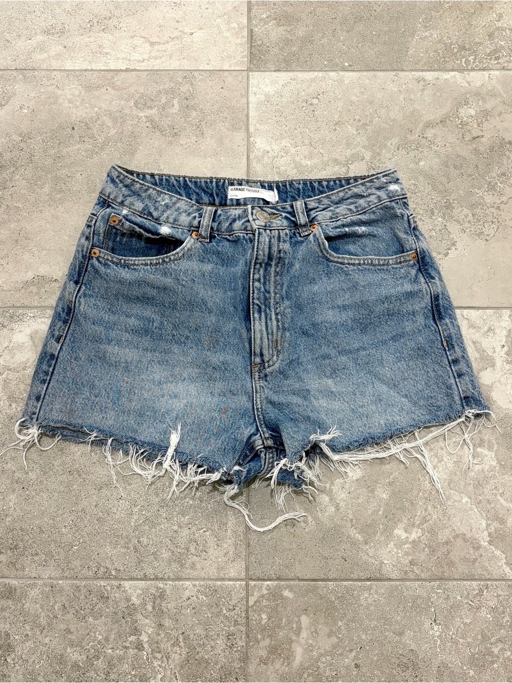 Garage Denim Festival Blue Cut-Off Shorts